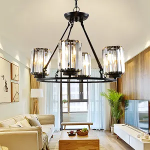 Modern Black Crystal Chandelier Pendant Light - Adjustable Chain, 4/6/8 Lights