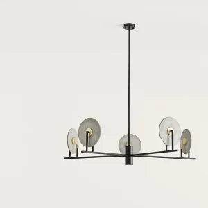 Modern Black Steel Adjustable 5 Arm Chandelier