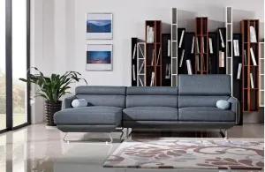 Pierce Modern Blue Fabric Sectional Sofa