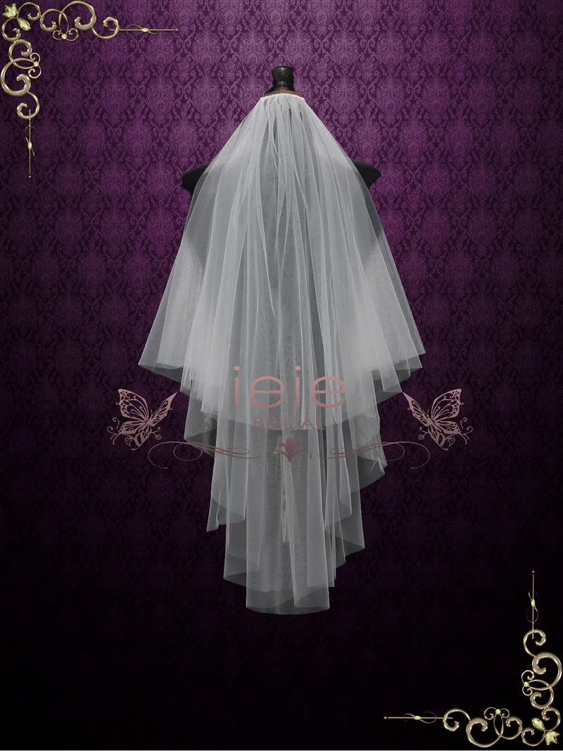 Plain Two Layers Fingertip Wedding Veil VG1068