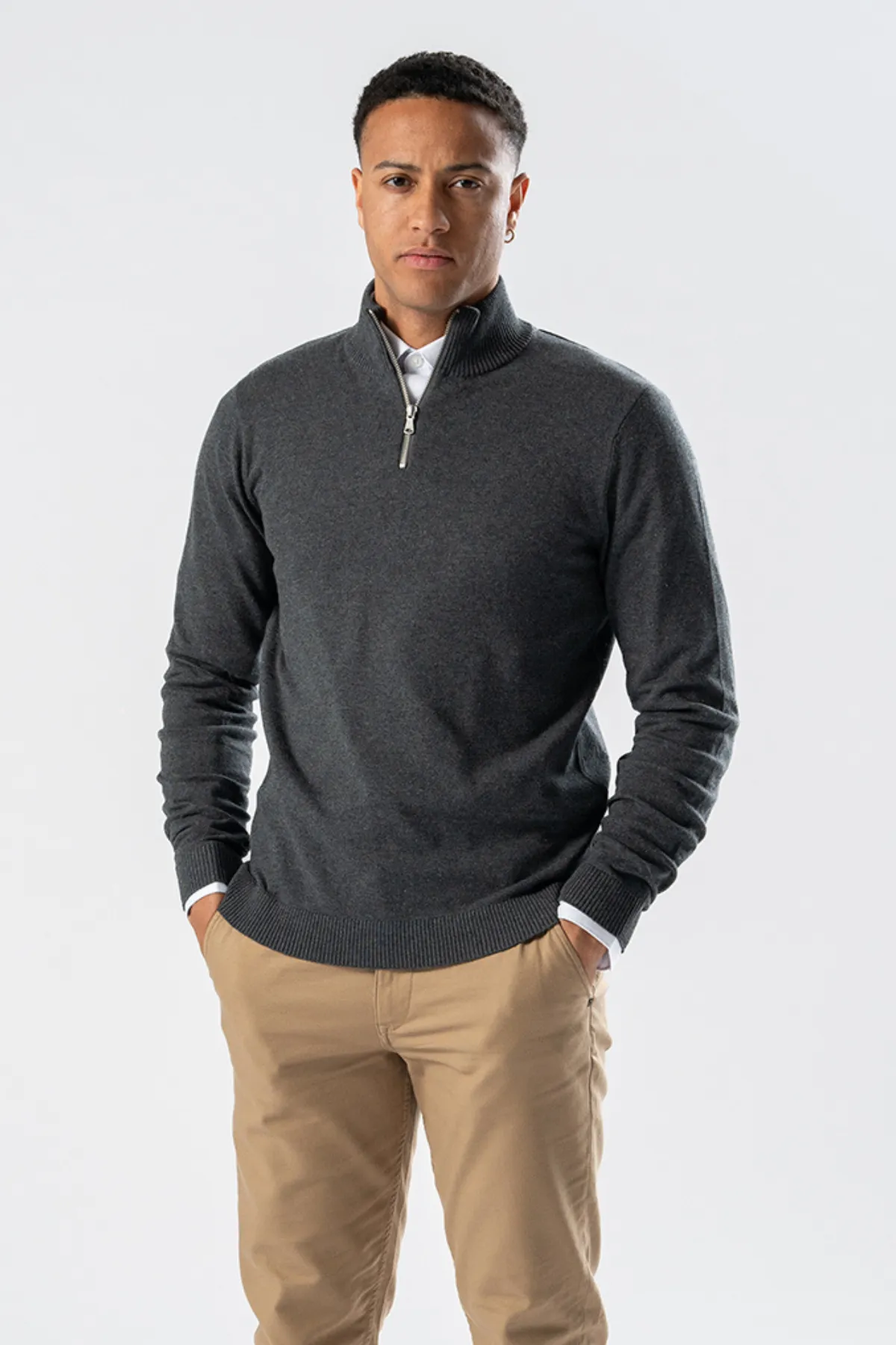 Pullover Half Zip - Charcoal Melange