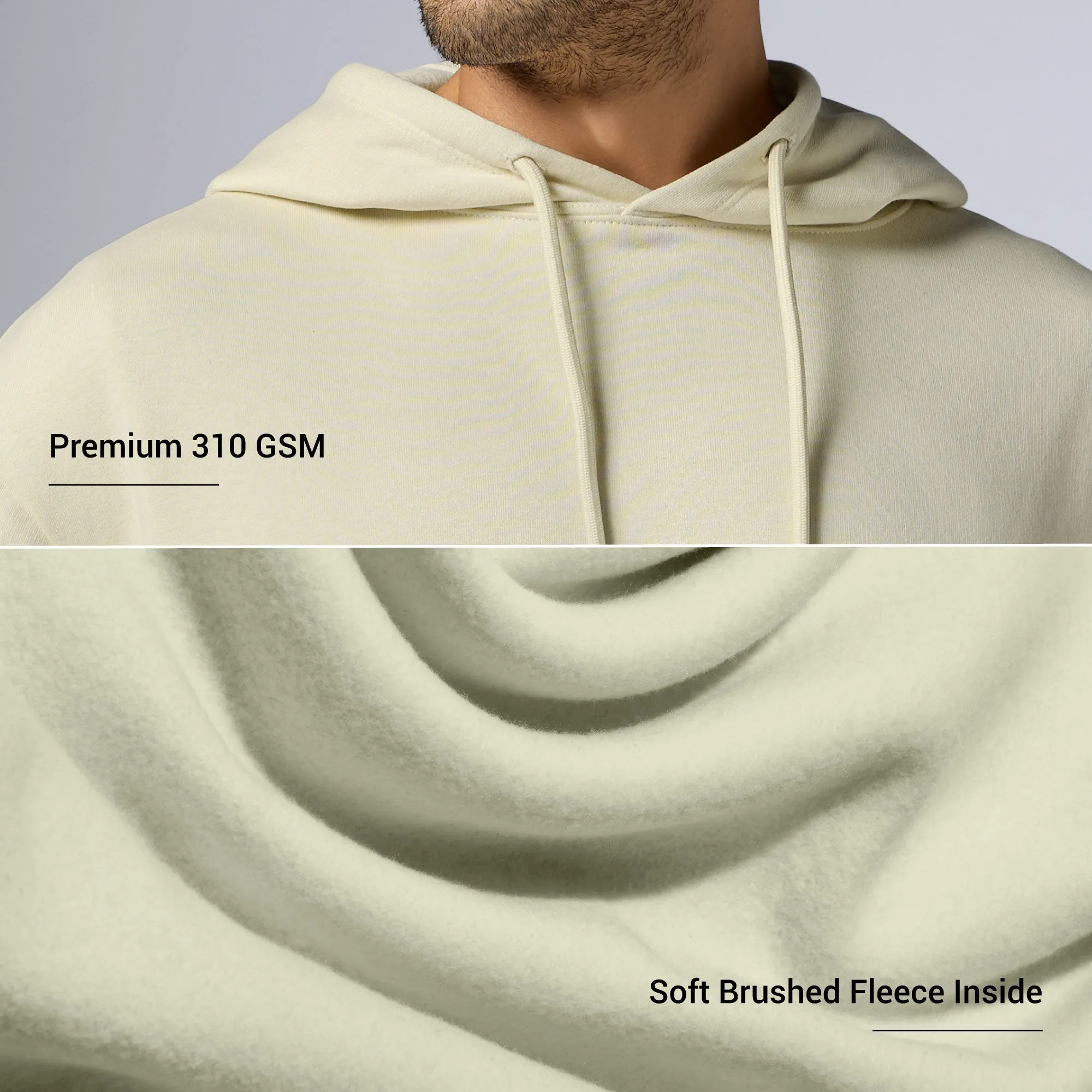 Pulse French Terry Cotton Blend Hoodies Almond White