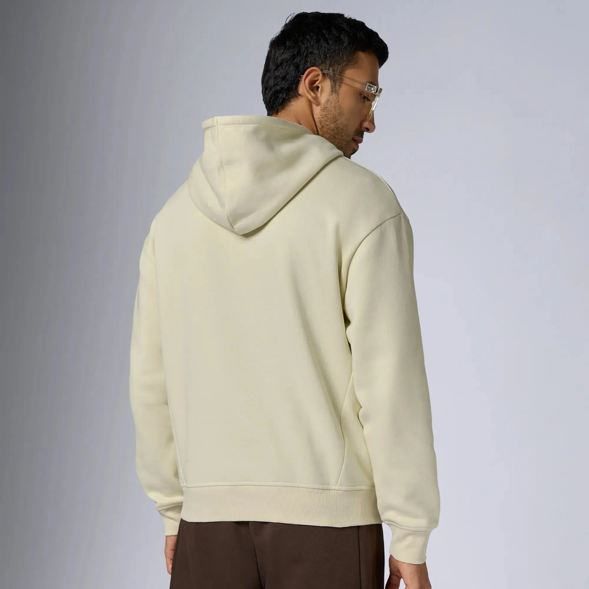 Pulse French Terry Cotton Blend Hoodies Almond White