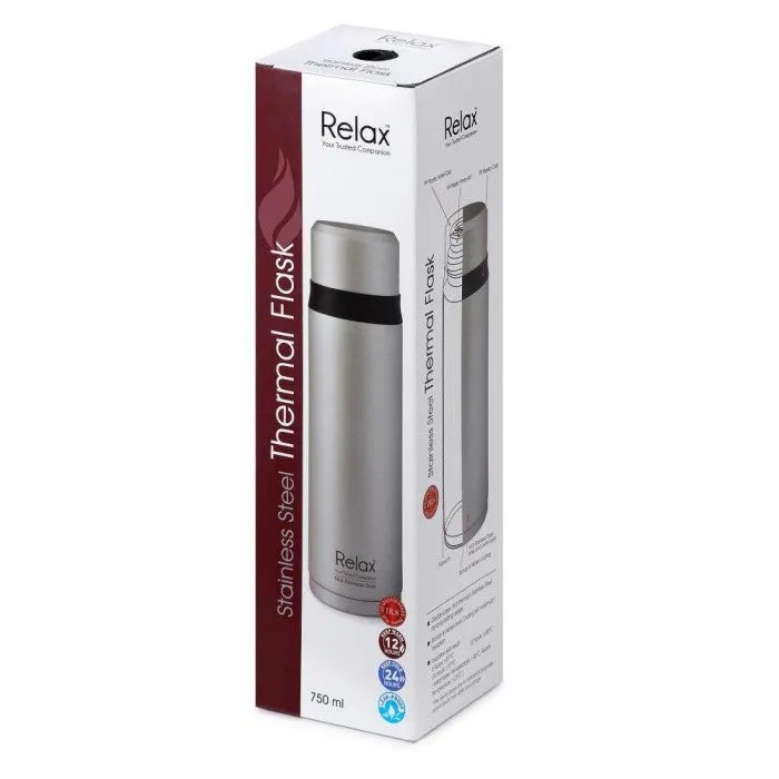 RELAX 750ML 18.8 STAINLESS STEEL THERMAL FLASK WITH FREE POUCH