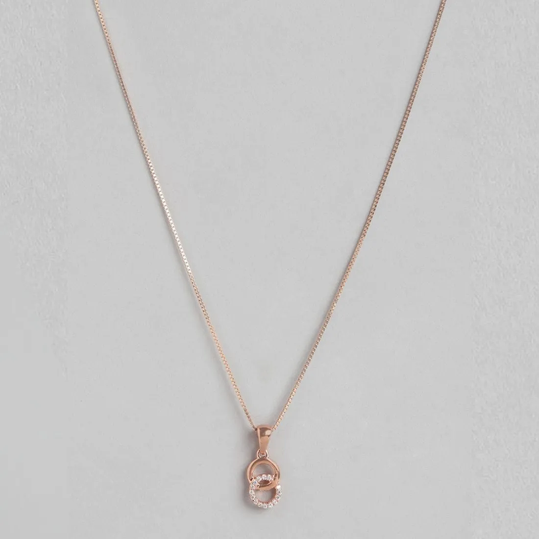 Rosy Halo Rose Gold-Plated Circular CZ 925 Sterling Silver Pendant with Chain