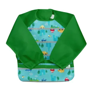 Snap   Go® Easy-wear Long Sleeve Bib Aqua Cars