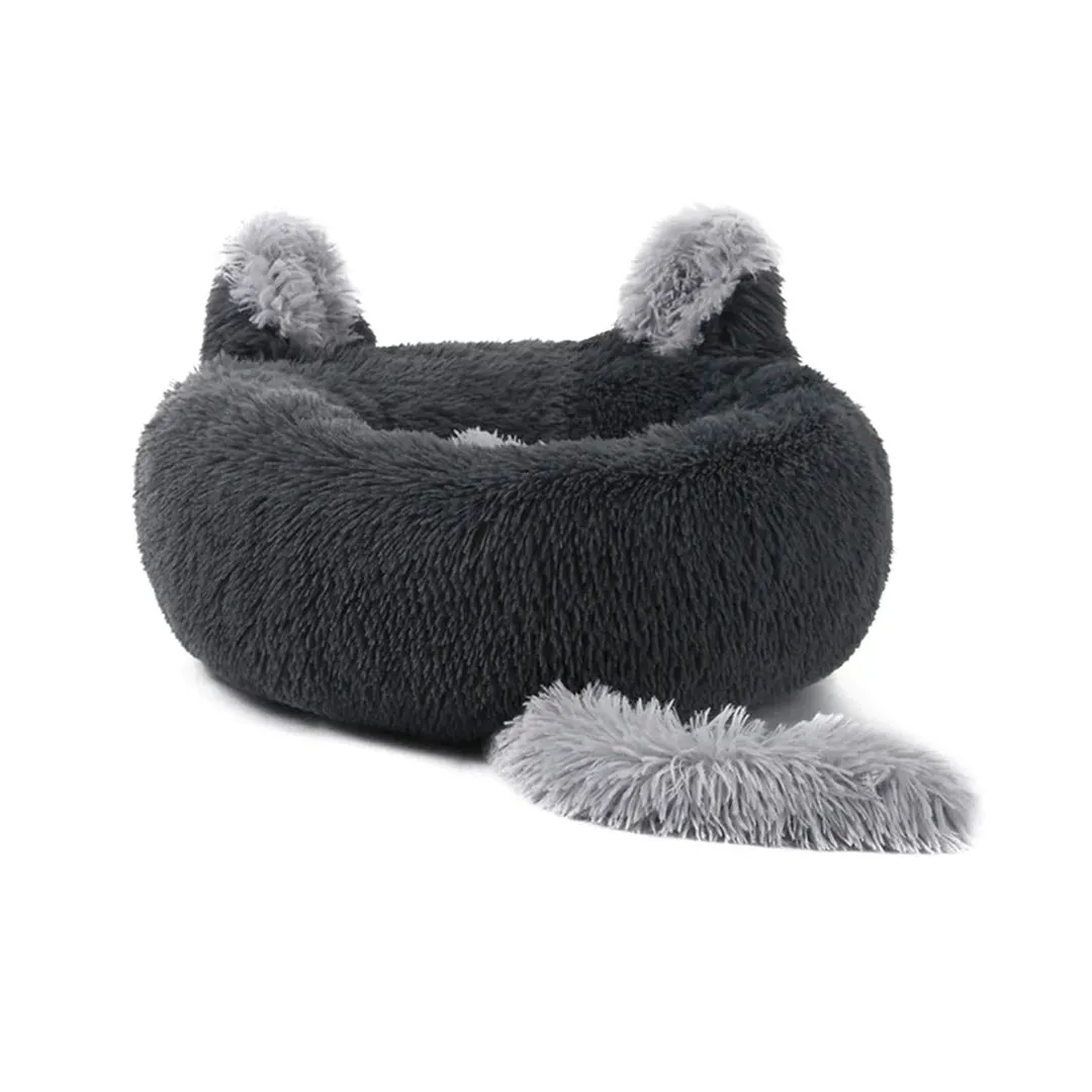 Winter Warmth and Removable Mat Cozy Plush Donut Pet Bed