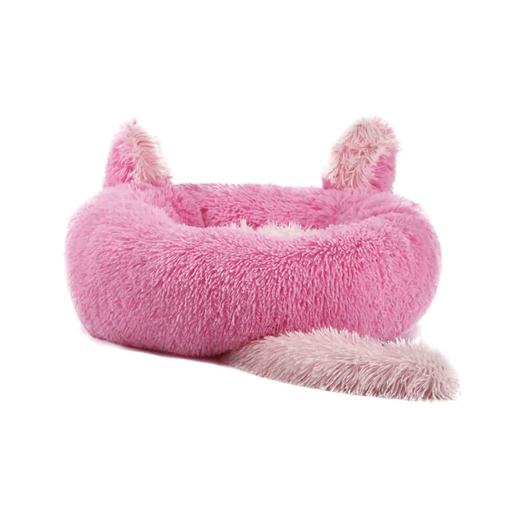 Winter Warmth and Removable Mat Cozy Plush Donut Pet Bed